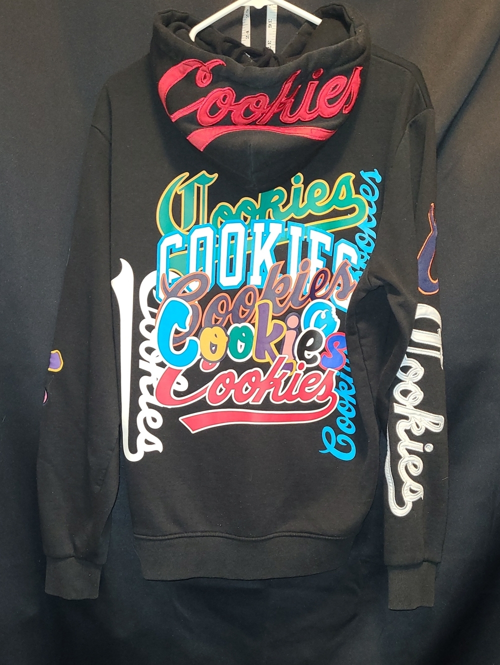 Cookies Black Logo Stack Hoodie with Multicolor Graphics Size Large
